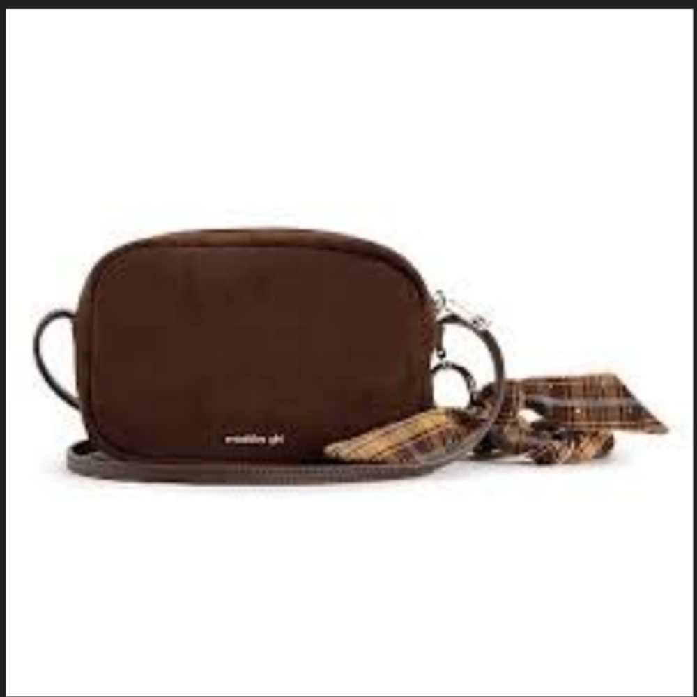 Madden Girl Brown Camera Crossbody Bag Faux Suede Gold Hardware NWT MSRP $36 - Picture 4 of 7